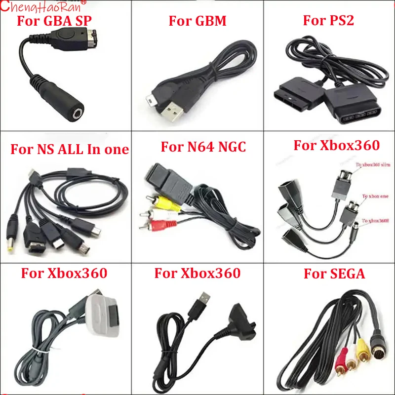 1PC Mehrzweck-Adapter-Konvertierungsleitung 1Set kompatibel mit GBM GBA SP PS2 NDS NDSI NDSL N64 NGC XBOX360 Adapter-Set