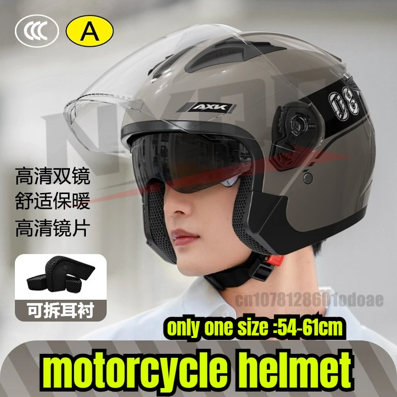 Casco da moto elettrico con certificazione Dot Mezzo casco invernale caldo da uomo Scooter elettrico Uomo Donna Casco di sicurezza per quattro stagioni