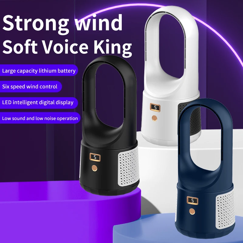 Batteriebetriebener Ventilator, Typ-C-Aufladung, mit 3 Kühlgeschwindigkeiten, persönlicher Tischventilator für Schlafzimmer, Büro, Zuhause. Image