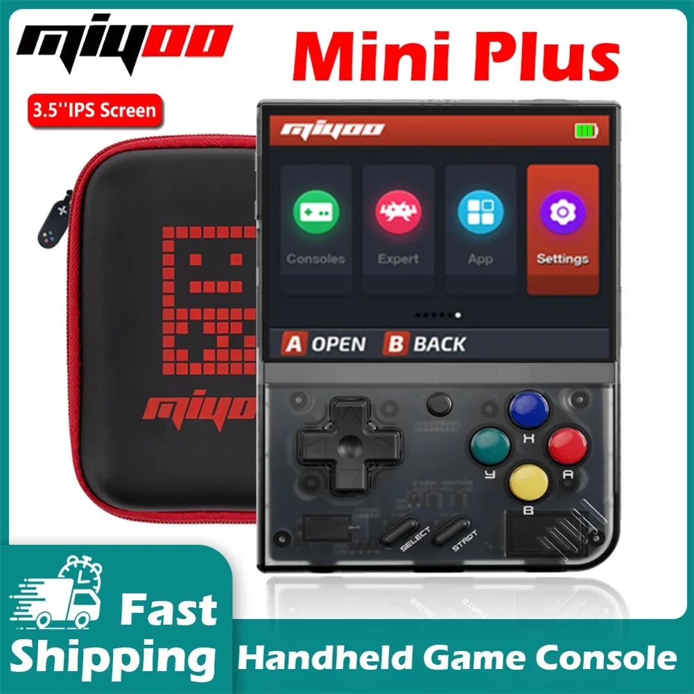 MIYOO Mini Plus Retro Handheld Spielkonsole 3,5'' IPS Bildschirm Mini + Klassische Tragbare Tasche Videospiele Konsolen Player Hobby geschenk