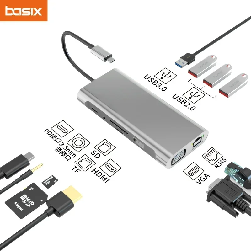 USB C HUB Typ-C Hub zu HDMI Adapter 4K Thunderbolt 3 TF SD Reader Slot PD für MacBook Air Pro M2 M1 Chip Dock Station Image
