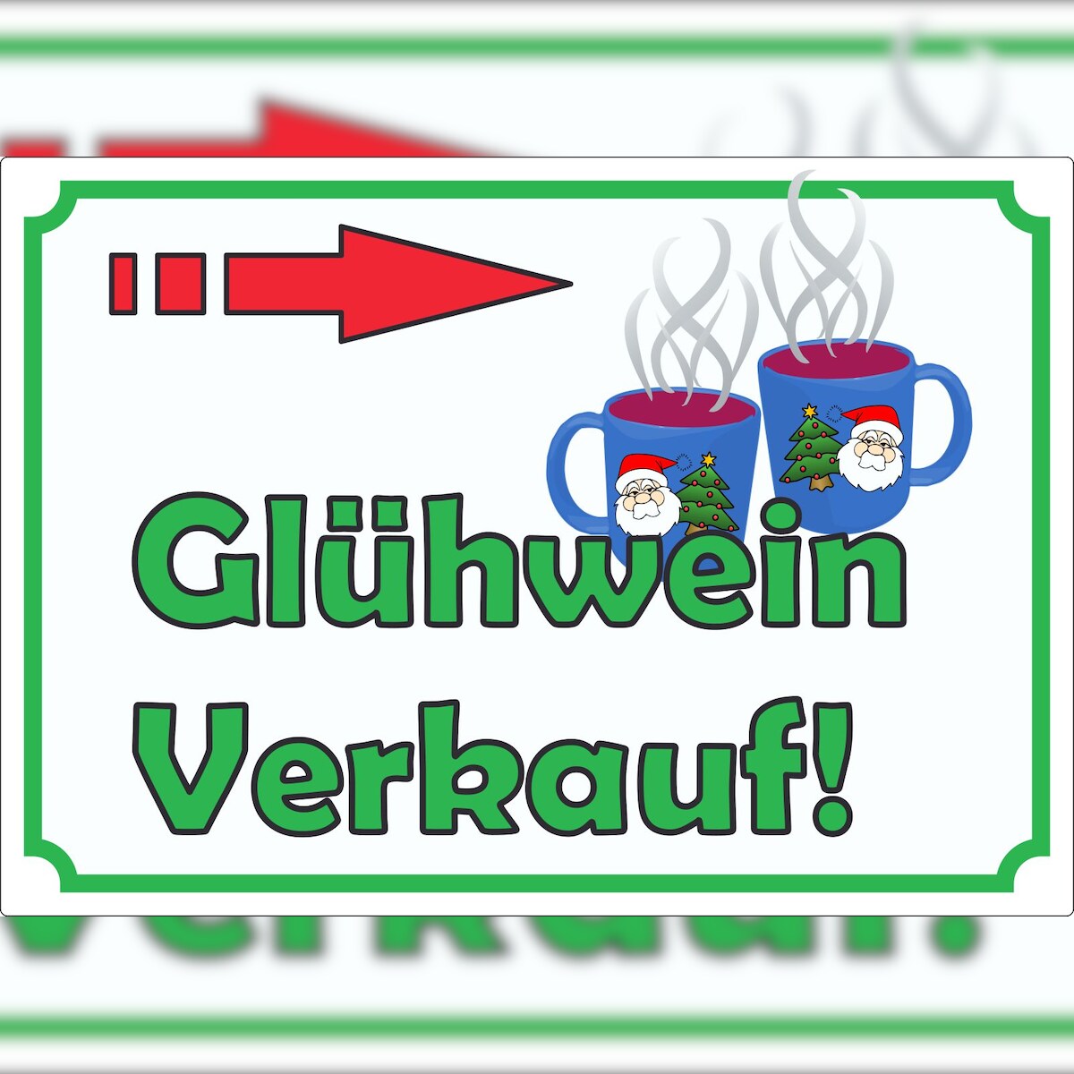 HB-Druck Glühwein Werbeaufkleber mit Pfeil nach rechts Aufkleber A9 (37x52mm) Image