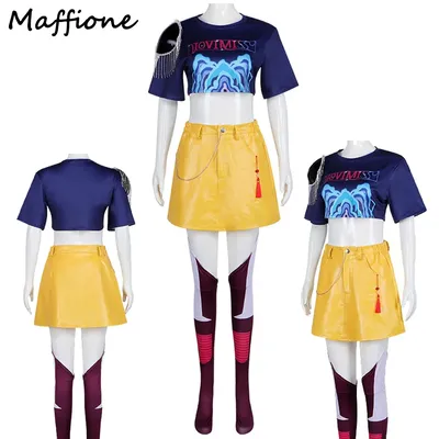 Mira Cosplay-Kostüm 2025, Cartoon-Dämon, Cos Hunter von KPop, Rollenspiel-Verkleidung, Outfits, Tops, Röcke, Socken, weiblicher Halloween-Anzug Image