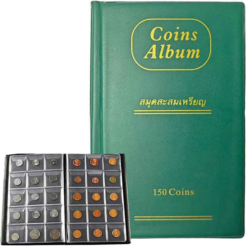 120/150 Taschen Münzen Aufbewahrungsbuch Gedenkmünzen Sammlung Albumhalter Sammlung Volumen Ordner Halten Image