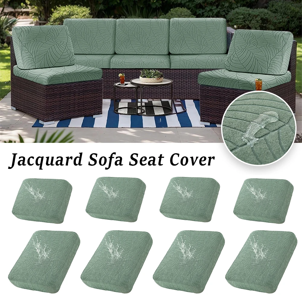 Dehnbare Jacquard-Sofabezüge für den Garten, einfarbig, Terrassensofa, Schnittbezug, Hofdekoration, abnehmbarer Sofabezug, 1 Stück Image