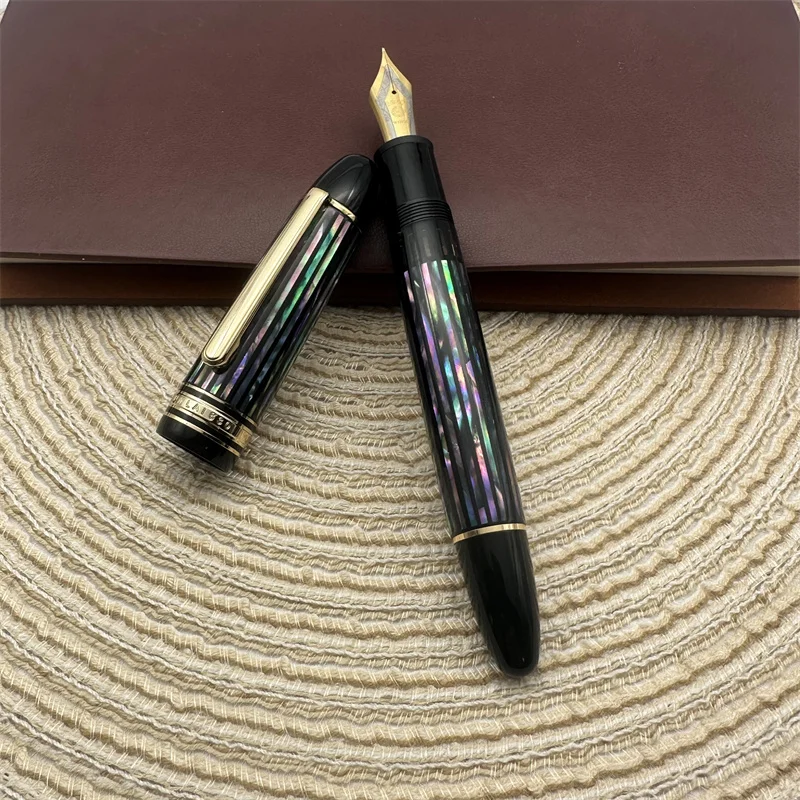 Majohn P139 BOCK Nr. 8 Feder Sublime Black Rock Piston Füllfederhalter 8 F/M Feder, Messingkolbensystem Grauer Acryl-Schreib-Geschenkstift Image