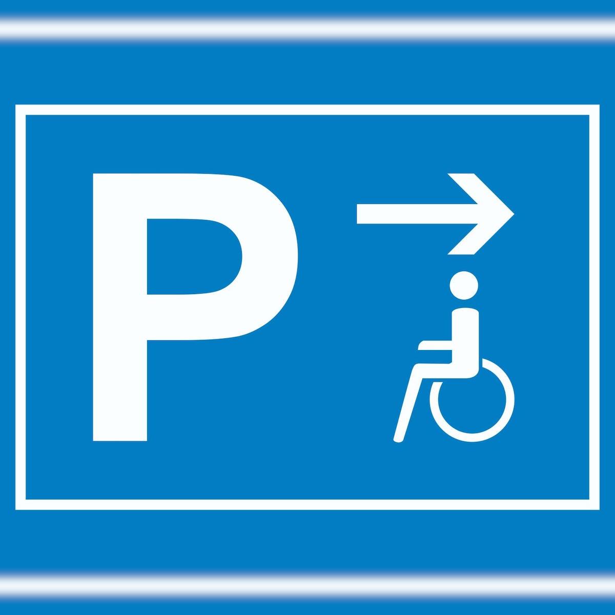 HB-Druck Behinderten Parkplatz Schild mit Richtungspfeil rechts waagerecht A1 Rückseite selbstklebend Image