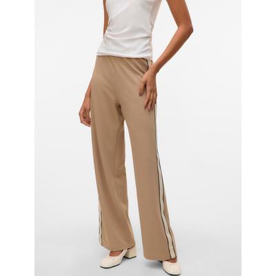 Anzughose VERO MODA "VMBERLIN MW WIDE PANEL PANT NOOS", Damen, Gr. XL (42), Länge 30, silber mink detail:panel a1, Obermaterial: 95% Polyester, 5% Elasthan, unifarben mit Farbeinsatz, modisch, oversize, Hosen Image