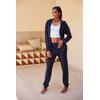 Sweathose FRENCH CONNECTION, Damen, Gr. 32/34, N-Gr, blau (dunkelblau), Rippware, Obermaterial: 81% Polyester, 15% Viskose, 4% Elasthan, meliert, casual, bequem lang, Hosen, aus weicher Rippstruktur, Loungewear