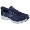 Slip-On Sneaker SKECHERS "GLIDE-STEP-PURSUIT", Damen, Gr. 39, blau (navy), Textil, sportlich, Schuhe, Freizeitschuh mit elastischem Einstieg, Topseller