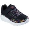 Sneaker SKECHERS "UNO LITE", Kinder, Gr. 34, bunt (schwarz, multi), Lederimitat, kontrastfarbene Details, sportlich, Schuhe, Klettschuh mit bunten Herzen, Größenschablone zum Download