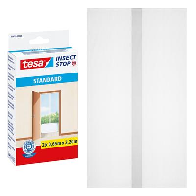 Insektenschutz-Tür TESA "Insect Stop Standard Fliegengitter für Türen - 2x 0.65 m : 2.2 m", weiß (gewebe: weiß), B:65cm H:220cm, Insektenschutzgitter, Insektenschutzgitter -Fliegenetz ohne Bohren-zuschneidbar Image