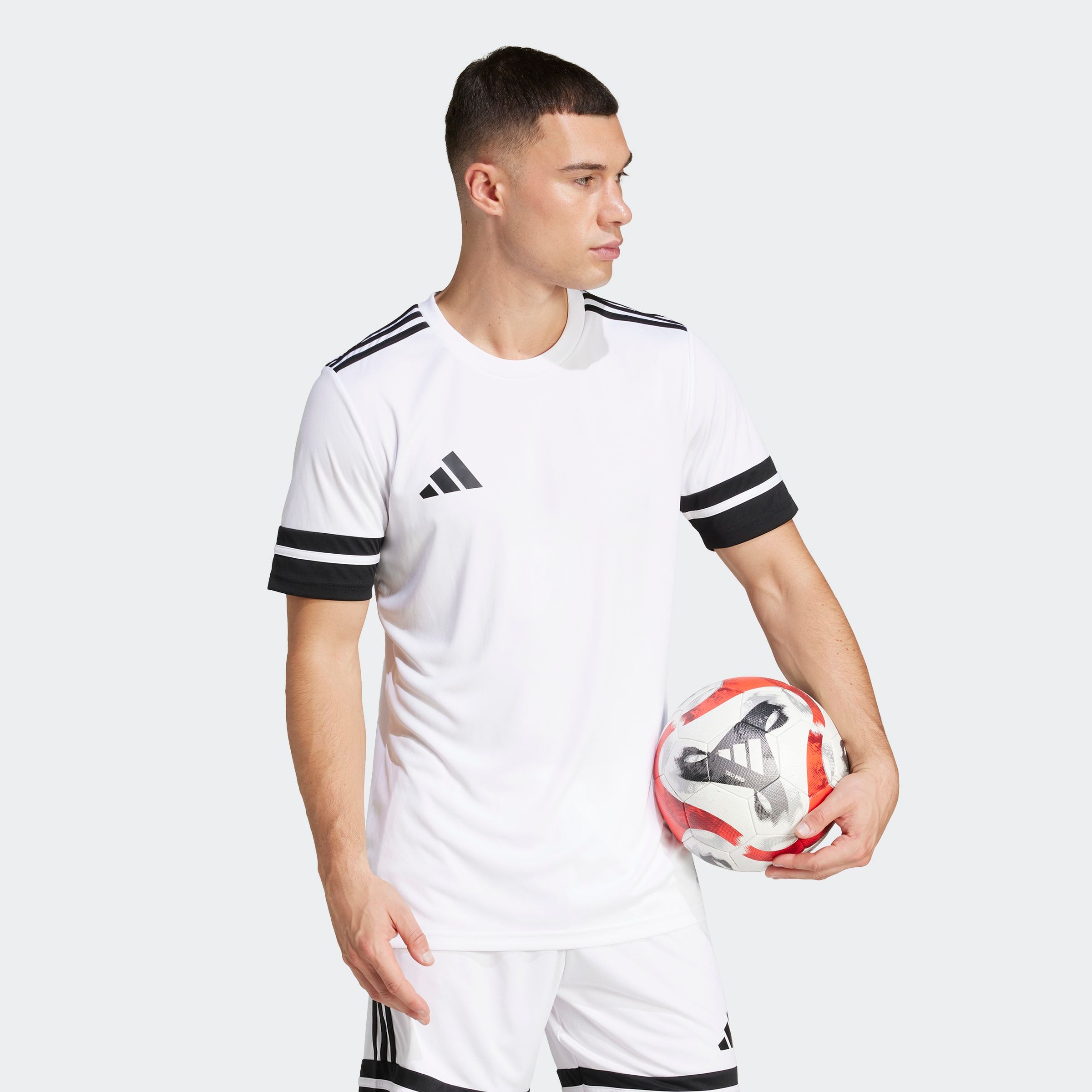 Fußballtrikot ADIDAS PERFORMANCE "SQUA25 JSY M", Herren, Gr. XXL, schwarz-weiß (weiß, schwarz), Obermaterial: 100% Polyester, Rundhals, Trikots Fußballtrikot