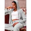Sweatjacke FRENCH CONNECTION, Damen, Gr. 48/50, grau (hellgrau), Rippware, Obermaterial: 81% Polyester, 15% Viskose, 4% Elasthan, meliert, casual, bequem hüftlang, Langarm normaler Saum, Sweatjacken, weiche Rippstruktur, Loungewear