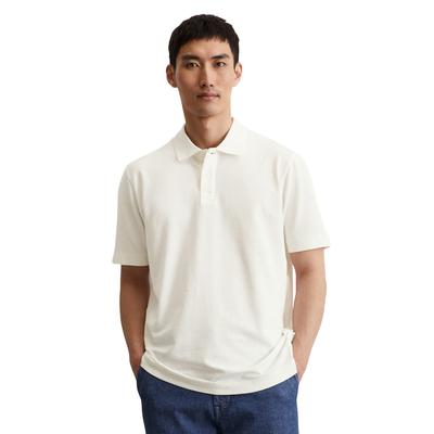 Poloshirt MARC O'POLO "aus Bio-Baumwoll-Mix", Herren, Gr. XXL, weiß (egg weiß), Obermaterial: 95% Baumwolle, 5% Elasthan, unifarben, casual, regular fit, Kurzarm, Shirts Image