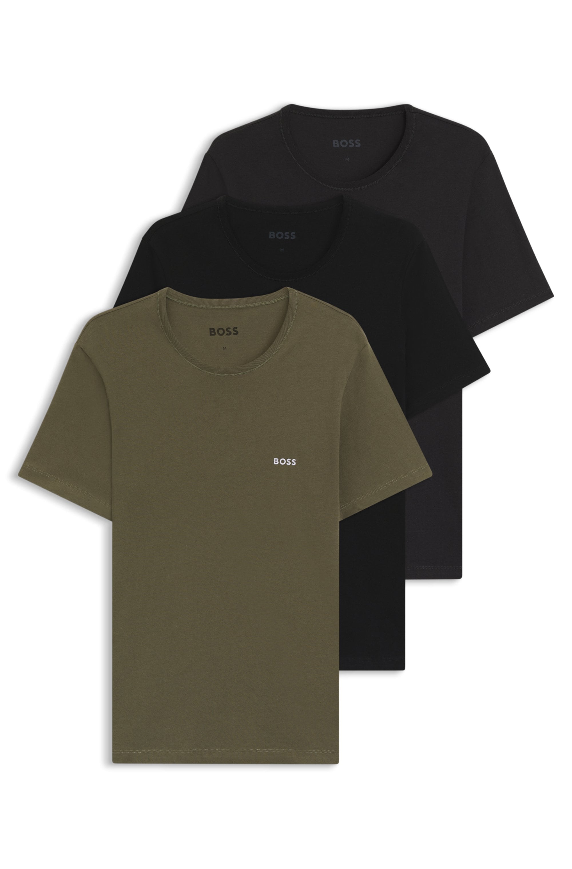 T-Shirt BOSS "TShirtRN 3P Classic", Herren, Gr. S, bunt (open miscellaneous 983), Jersey, Obermaterial: 100% Baumwolle, regular fit, Rundhals, eingesetzt normaler Saum, Shirts, mit BOSS Stickerei Image