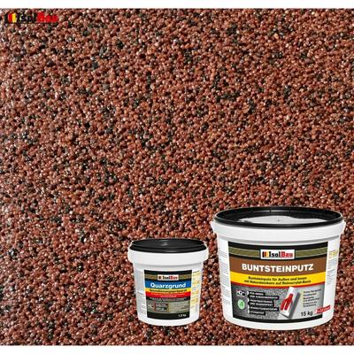 Isolbau - Buntsteinputz set Mosaikputz bp 80 (rotbraun, schwarz) 15 kg + Quarzgrund 1,5 kg Image