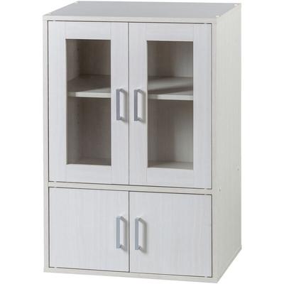 Iris Ohyama, Möbel, Bücherregal, Geschirrschrank, Anrichte mit 4 Regalen und 4 Türen/ Design & Image