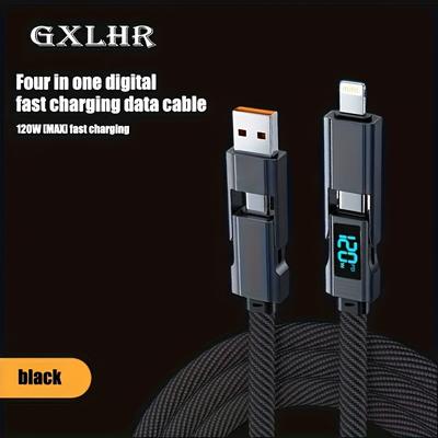 TEMU 4-in-1 120w Max Usb Type C Data Cable With Display, Suitable For Oneplus Xiaomi Vivo Oppo Redmi And More Usb C Smartphone Charger Cable Image