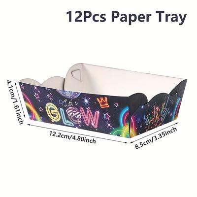 TEMU 12pcs Fluorescent Theme Paper Tray, Tableware Popcorn Boxes, Happy Birthday Party Decoration, Shower Party Supplies, Wedding Shower Party Decor, Event Party Table Decoration Image