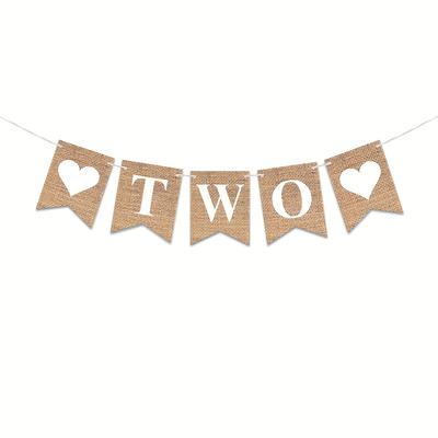 TEMU Birthday Party Decoration Supplies Linen Banner, //love 2 Banner, Vintage Linen Flower Props For Photography Image