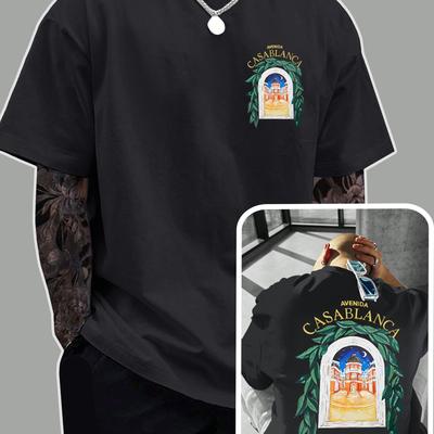 TEMU Men's Casual Crew Neck T-shirt, Loose Fit, Short Sleeve, Summer Style, Comfortable And Fashionable, Unisex, With Alphabet Pattern, For Man Image