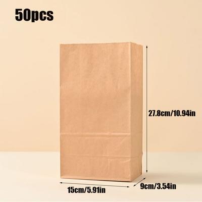 TEMU 50pcs Premium Paper Bags - 4 Sizes, Thick & Durable For Party Favors, Gifts, And Bulk Packaging (brown), Gift Packaging | Natural Look | Sturdy Construction, Gift Bags Image