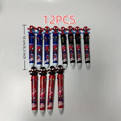 TEMU 12pcs Spiderman Ten Color Pen, Ballpoint Pen, Multi-color Pen, Note Pen, Accounting Pen, Stationery Image