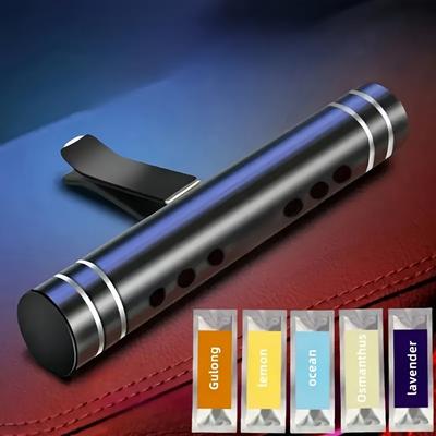 TEMU Car Air Freshener Set - 1 Diffuser With 5 Fragrance Sticks (blue, Yellow, Orange, Purple, Pink) - Ideal For - No Alcohol, Natural Aroma, Car Vent Clip Decor, Smell | Accessory | Image