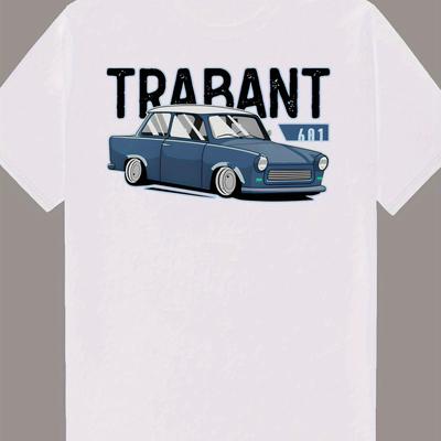 "TEMU Men's Summer Casual Crew Neck Polyester T-shirt With "" Graphic Design, Letter Print, Regular Fit, Stretch Fabric - Ideal For Casual Attire, Summer Tshirt | Vintage Car Print | Lightweight Shirt" Image