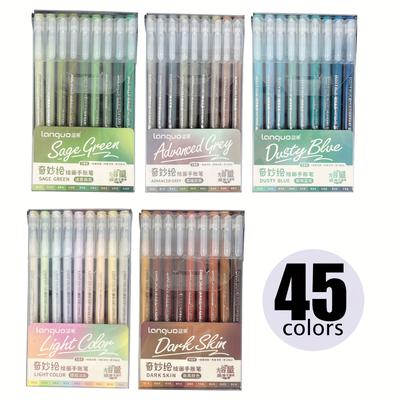TEMU 9/45 Color Gel Pen Set, Featuring A 0.6mm Nib, Stackable Colored Ink, Drawing, Writing, And Journaling, Making It An For Office Supplies And Writing Stationery | Plastic Pen Body. Image