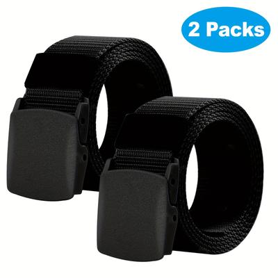 TEMU 2pcs Men's Adjustable Nylon Canvas Work Belt No Metal Design Airport Security , Suitable For Image