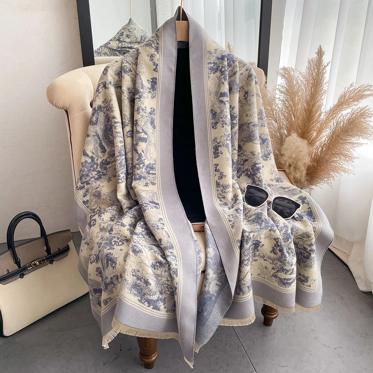 Luxus Winter Kaschmir Schal Frauen Design Warme Pashmina Decke Poncho Schals Weibliche Neue Tier Schal Dicken Foulard Bufanda Image