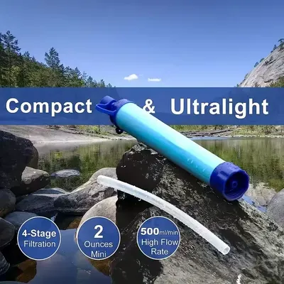 Emergency Water Filter Straw Portable Purifier for Outdoor Adventures Backpacking Travel Survival Gear Filter for Camping Hiking