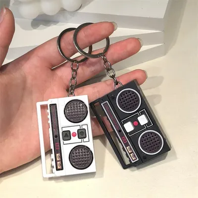 Funny Mini Radio Recorder Keychain Pendant Vintage Cassette Player Music Box Toys Creative Classical Bag Ornaments Keyring Gift