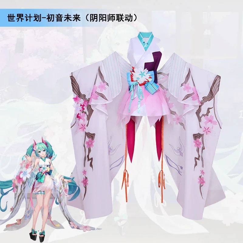 Anime SSR Onmyoji RPG Collab X Miku Kimono Yukata Outfit Perücke Party Kostüm Halloween Cosplay Kostüm Für Frauen Mädchen Image