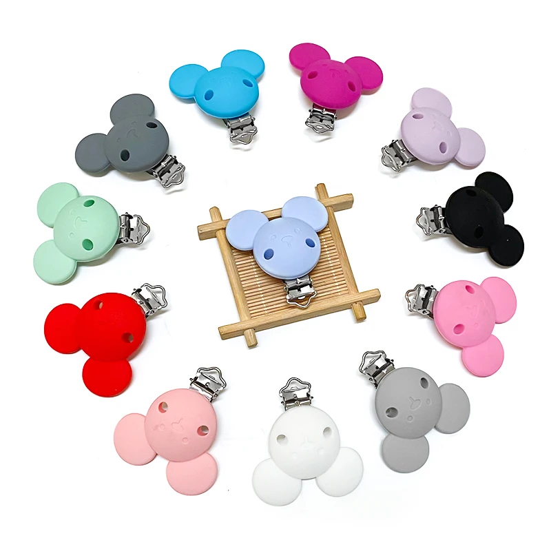 3 stücke Silikon Mickey Schnuller Clip Schnuller Kette Halter Schnuller Pflege Clips BPA FREI Schnuller Kette Zubehör Image