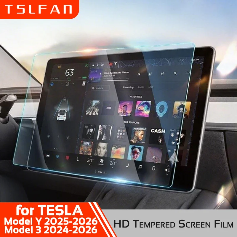 Für Tesla Model 3 Highland 2024-2026 Y Juniper HD Gehärteter Glasfilm Displayschutz Navigations-Schutzabdeckung Zubehör Image
