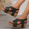 2025, Sommerschuhe, Plateau-Keilsandalen für Damen, Gummisohle, Schnalle, Peep-Toe, elegante Damenschuhe, große Größe 43