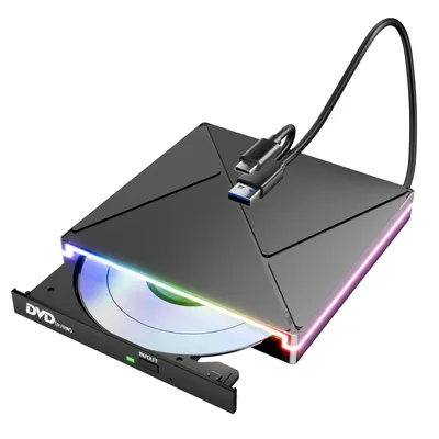 DVD Player for Laptop, External CD Drive for Mac, USB 3.0 USB C Portable CD Burner, Compatible with Laptop Desktop Mac,Windows