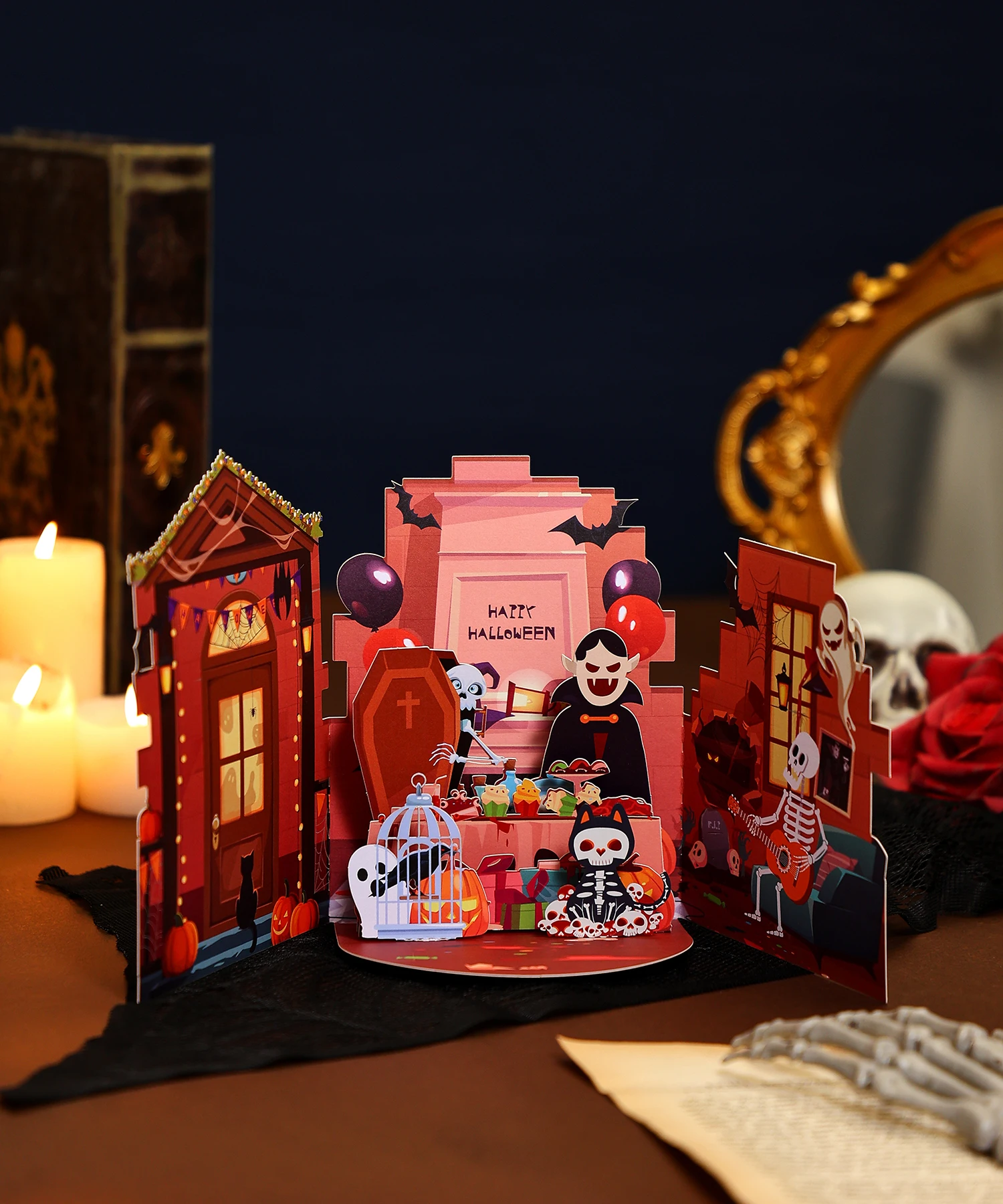 Happy Halloween gruselige Gruß karte, Sensenmann Schloss Image