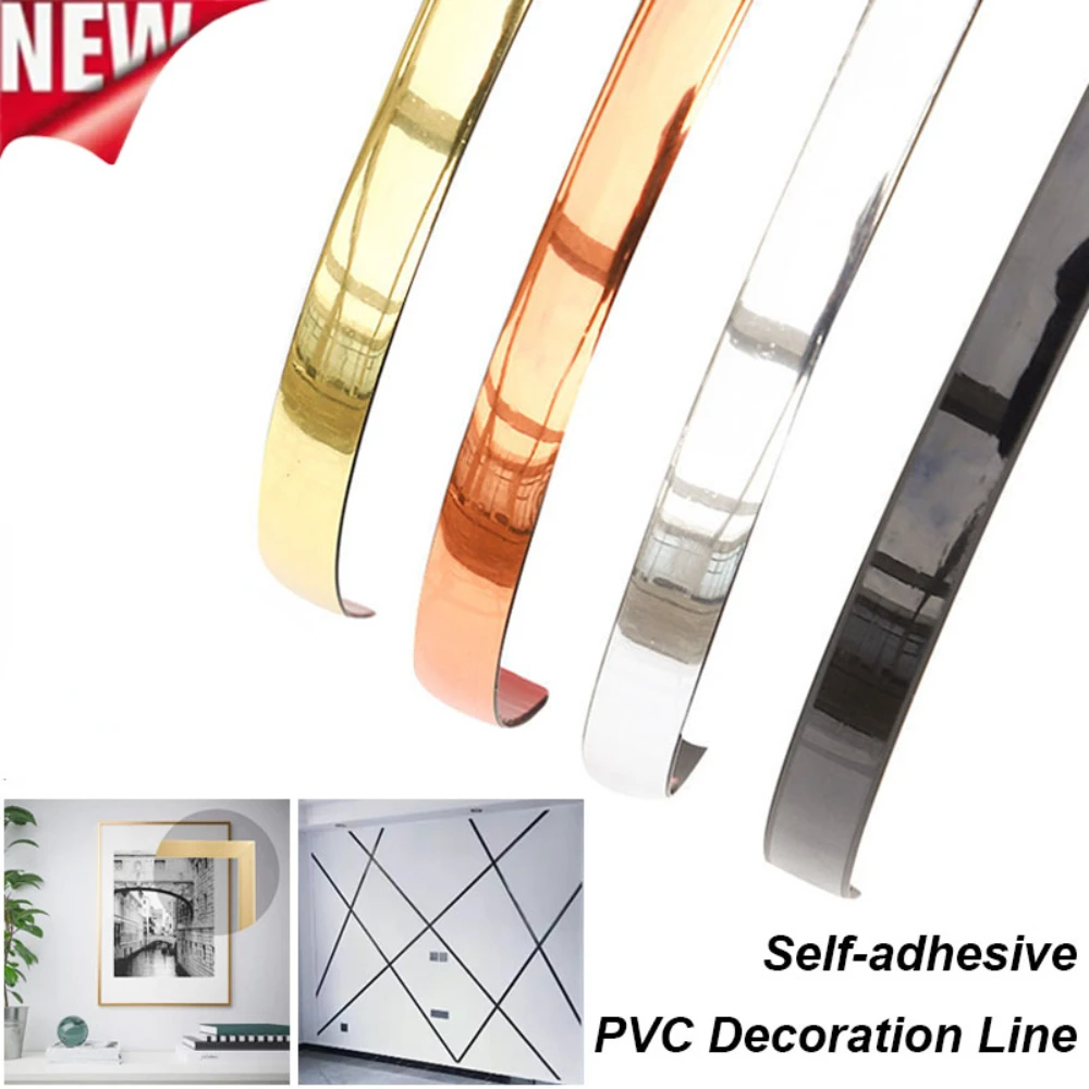 1 Rolle 3M selbstklebender glänzender PVC-Wandaufkleber mit Innen- und Außeneckenkantenanleimung und Kantenschutzlinien-Dekoration Image
