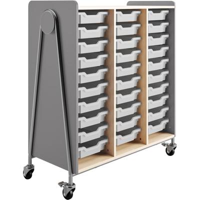 Safco Whiffle Triple-Column 30-Drawer Rolling Storage Cart, 48"h X 43-1/4"w X 19-3/4"d, Gray