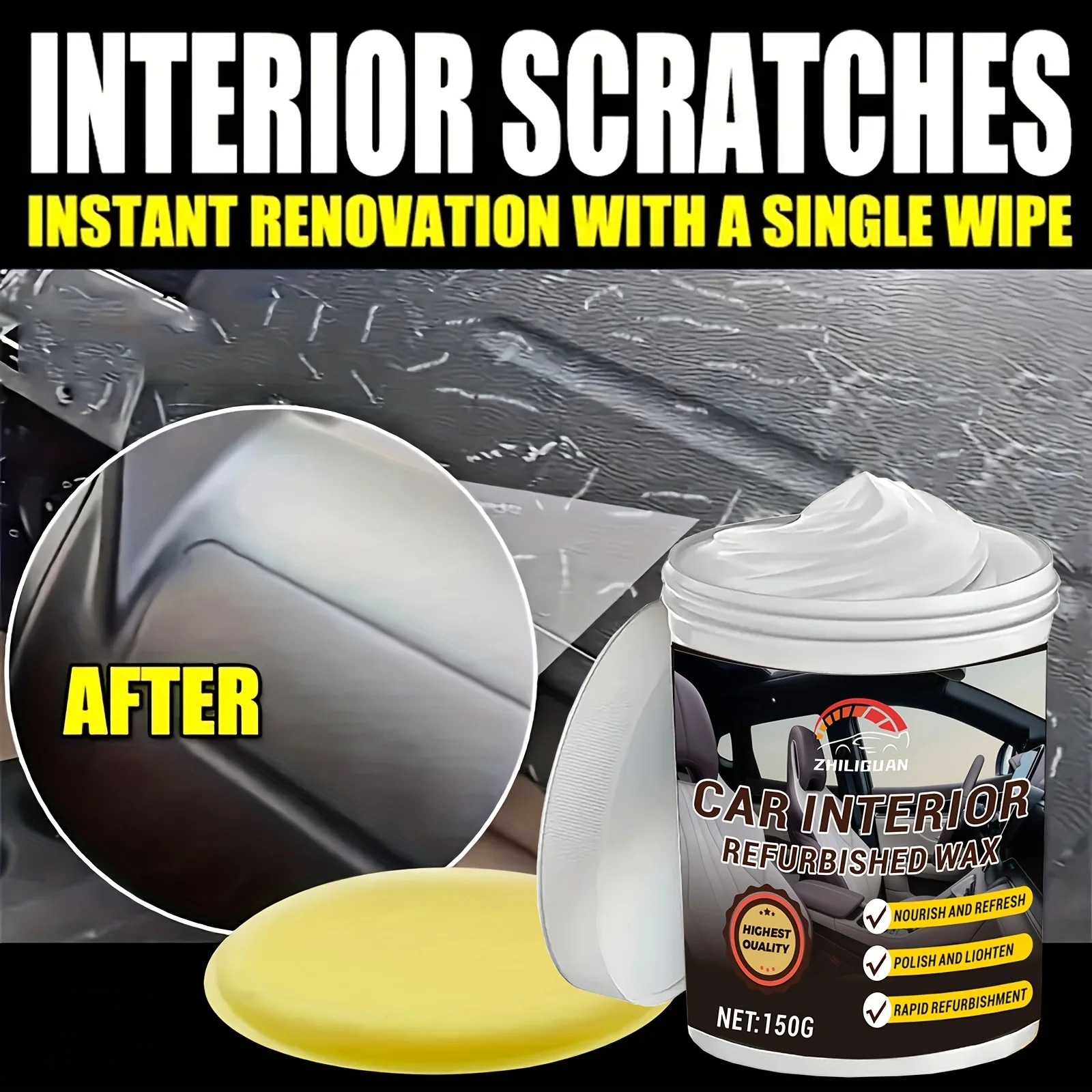 Innenreparaturset, kristallklarer Auto-Kunststoff-Restaurator – Auto-Innenraum und Panel-Erneuerung, Wachs, Beschichtungsmittel, Autowachs, Autowchs, Politur Image