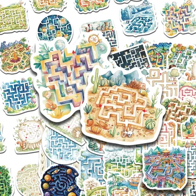 50 stücke Cartoon Labyrinth Spiel Aufkleber Aufkleber Für Telefon Laptop Sammelalbum Gepäck DIY Graffiti Wasserdichte Aufkleber Kinder Spielzeug Geschenke Image