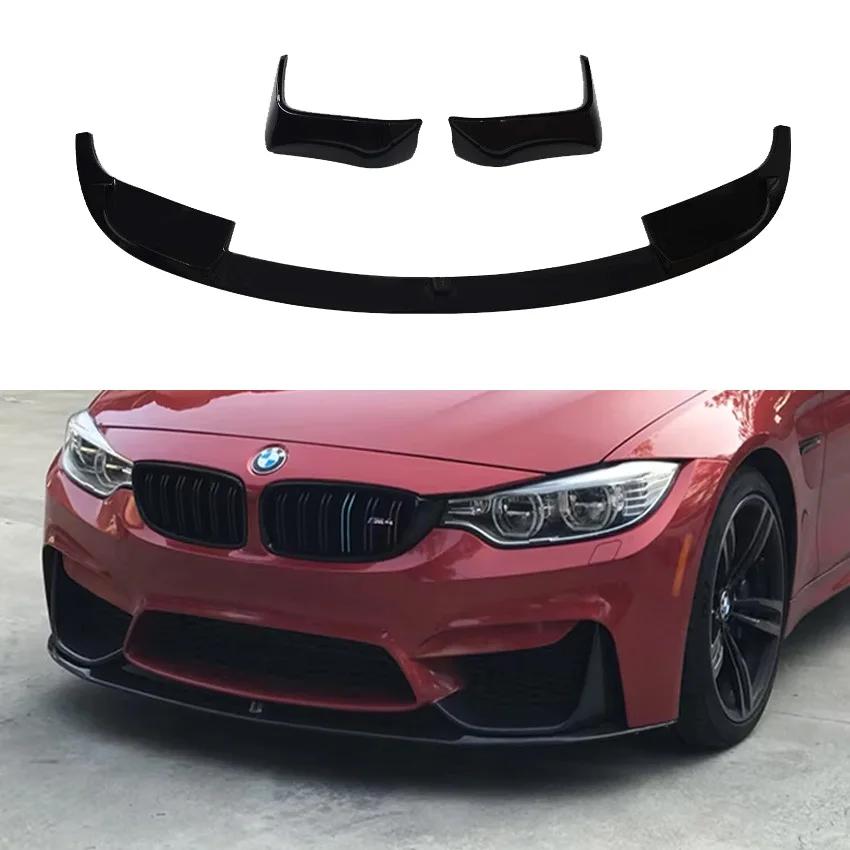 4 Stücke 2012 Bis 2018 Für BMW 3er F30 Look M3 Stil Auto Frontlippe Stoßstange Diffusor Splitter Body Kit Glänzend Schwarz Carbon Look Image