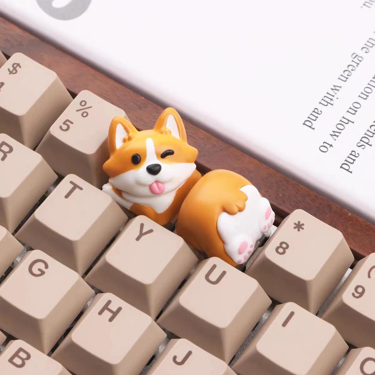 1 Paar Kawaii Corgi Tastenkappen Butt Chai Hund Mechanische Tastatur Tastenkappen Kreuzachse Cartoon Tastenkappe OEM Höhe Gaming Zubehör Image
