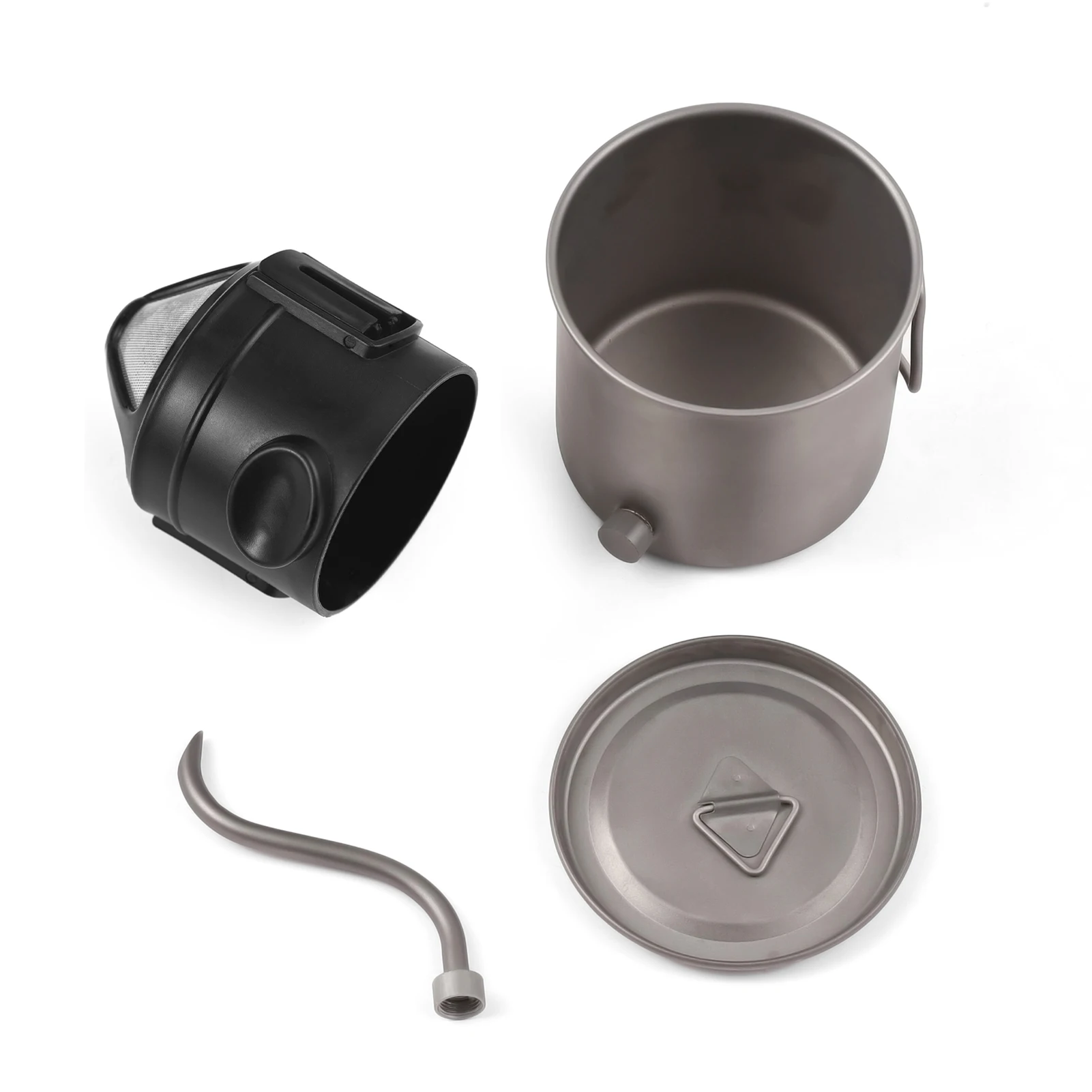 Ti-Wasserkocher, 400 ml, Übergießkessel, Schwanenhals-Kaffeekessel und Tassen-Set mit abnehmbarem Kaffeeduslauf und Klappgriff Image