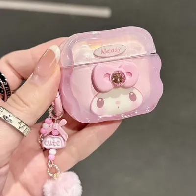 Luxuriöse rosa My Melody LinaBell-Kopfhörerhülle für Apple Airpods 1 2 Pro 3 4 Pro 2 Wireless Bluetooth Headset Silikonhülle Image