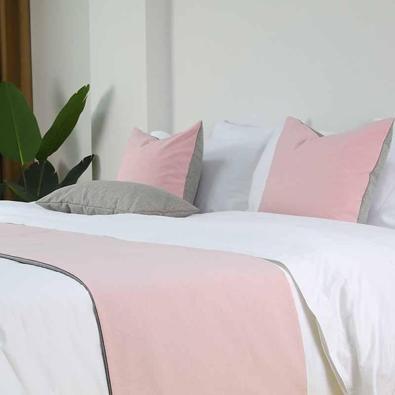 Bed Runner Bed Scarf, Two Tone Colors Decorative Bed Scarf for Home Hotel Bedspreads Scarves Protection Modern Solid Bed Runner for Foot of Bed Home Bedroom Bedding Decoration